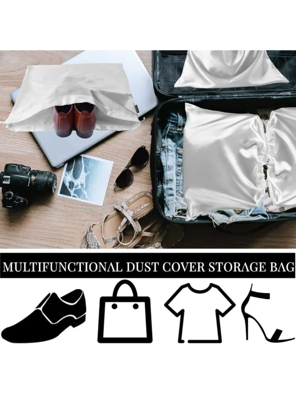 12 Pcs Satin Dust Bags for Purses & Handbags - Drawstring Storage Organizers